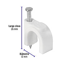 Bolsa con 20 grapas blancas de 12 mm para cable redondo - GCU-12B / 48275 Bolsa con 20 grapas blancas de 12 mm para cable redondo - GCU-12B / 48275