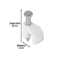 Bolsa con 20 grapas blancas de 6 mm para cable redondo - GCU-6B / 48272 Bolsa con 20 grapas blancas de 6 mm para cable redondo - GCU-6B / 48272