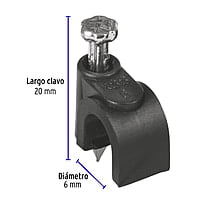 Bolsa con 20 grapas negras de 6 mm para cable redondo - GCU-6N / 48270 Bolsa con 20 grapas negras de 6 mm para cable redondo - GCU-6N / 48270