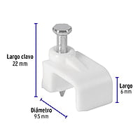 Bolsa con 20 grapas blancas de 6 x 9.5 mm para cable plano - GPL-10B / 48279 Bolsa con 20 grapas blancas de 6 x 9.5 mm para cable plano - GPL-10B / 48279