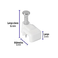 Bolsa con 20 grapas blancas de 3 x 6 mm para cable plano - GPL-5B / 48277 Bolsa con 20 grapas blancas de 3 x 6 mm para cable plano - GPL-5B / 48277