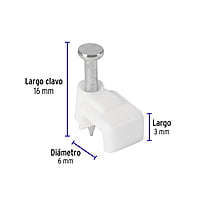 Bolsa con 500 grapas blancas de 3 X 6 mm para cable plano - GPL-5BG / 43044 Bolsa con 500 grapas blancas de 3 X 6 mm para cable plano - GPL-5BG / 43044
