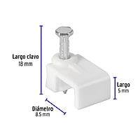 Bolsa con 20 grapas blancas de 5 x 8.5 mm para cable plano - GPL-8B / 48278 Bolsa con 20 grapas blancas de 5 x 8.5 mm para cable plano - GPL-8B / 48278