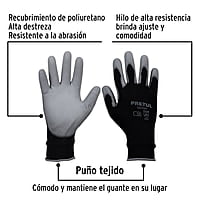 Guantes de nylon recubiertos de poliuretano, grandes, Pretul - GU-113P / 20031 Guantes de nylon recubiertos de poliuretano, grandes, Pretul - GU-113P / 20031