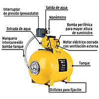 Bomba hidroneumática 1/2 HP, 50 litros, Pretul - HIDR-1/2X50P / 20184 Bomba hidroneumática 1/2 HP, 50 litros, Pretul - HIDR-1/2X50P / 20184