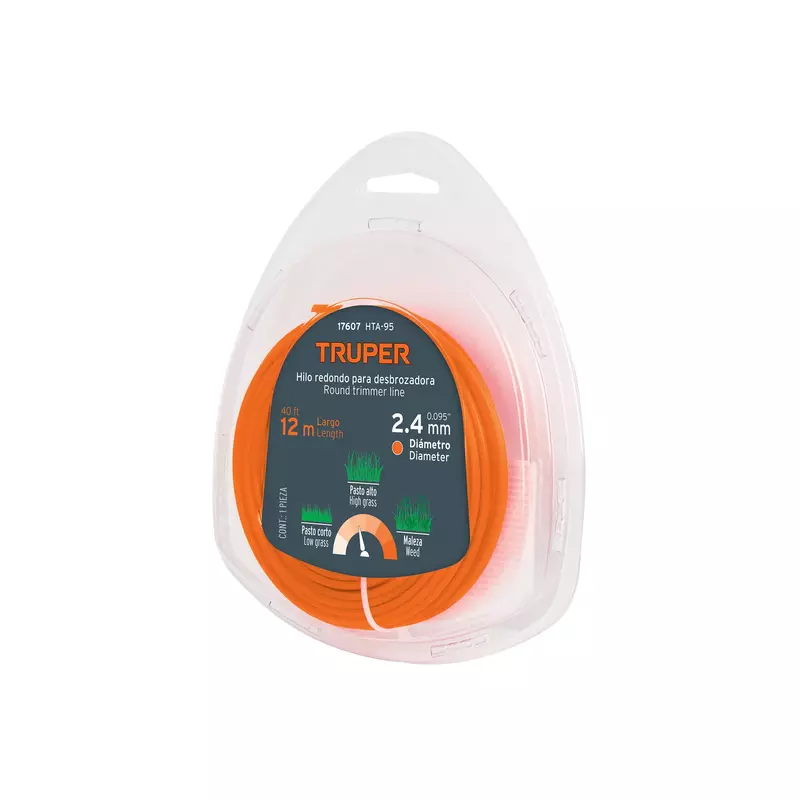 Blíster con 12 m de hilo redondo 2.4 mm para desbrozadora - HTA-95 / 17607