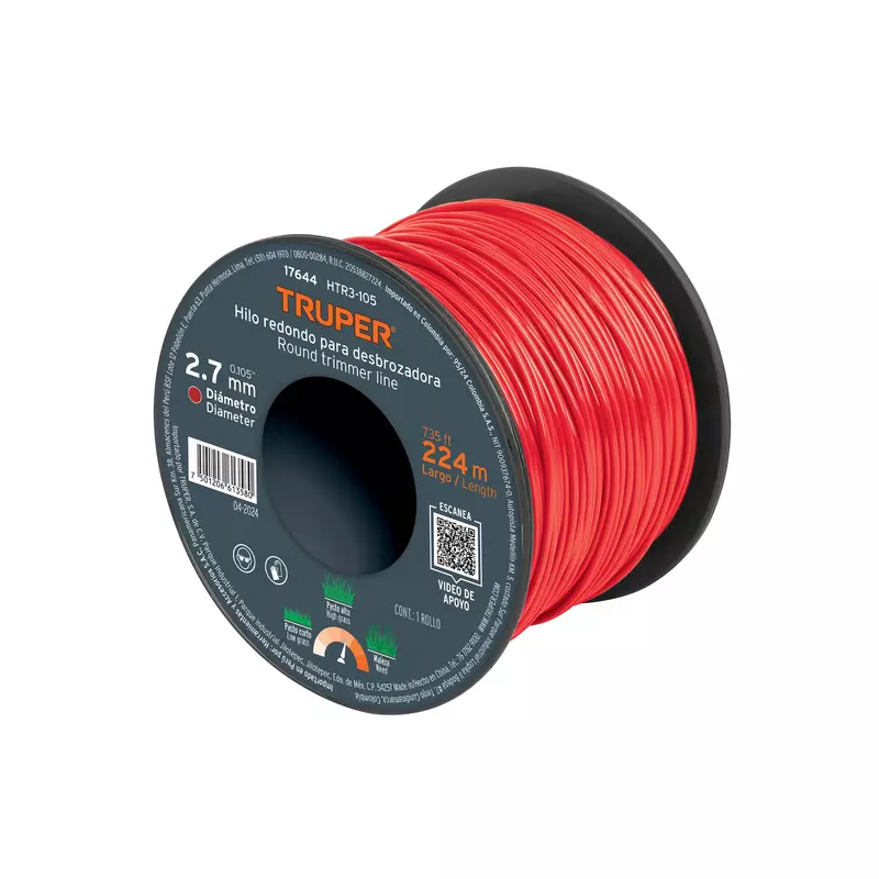 Carrete con 224 m de hilo redondo 2.7 mm para desbrozadora - HTR3-105 / 17644 Carrete con 224 m de hilo redondo 2.7 mm para desbrozadora - HTR3-105 / 17644