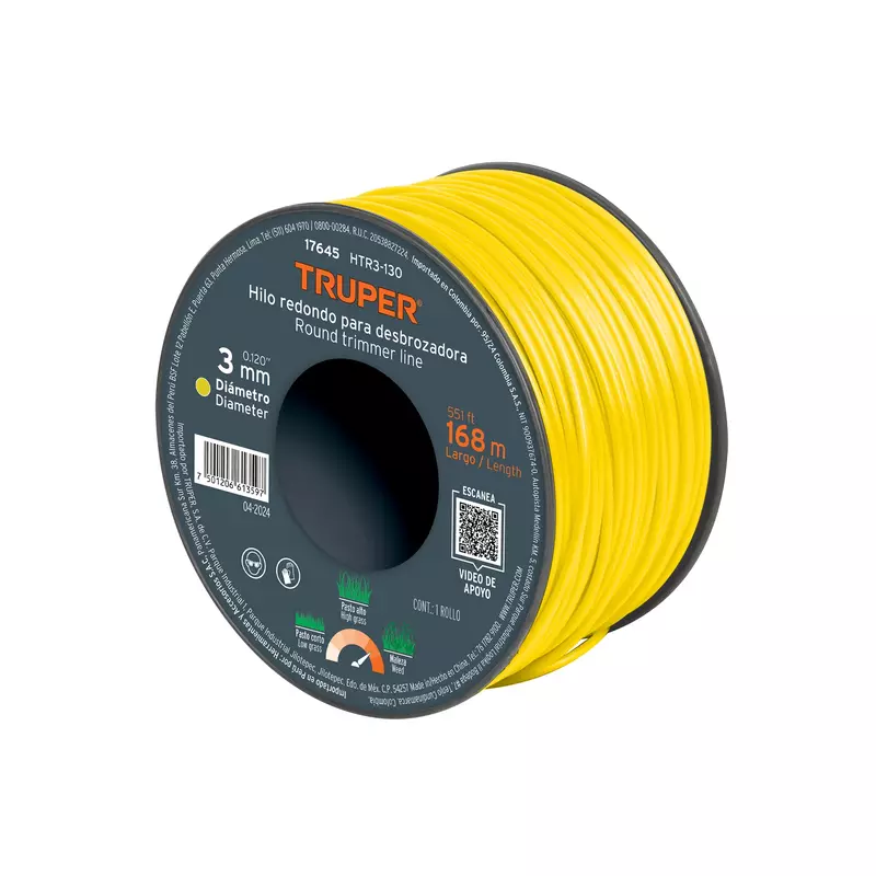 Carrete con 142 m de hilo redondo 3.3 mm para desbrozadora - HTR3-130 / 17645 Carrete con 142 m de hilo redondo 3.3 mm para desbrozadora - HTR3-130 / 17645