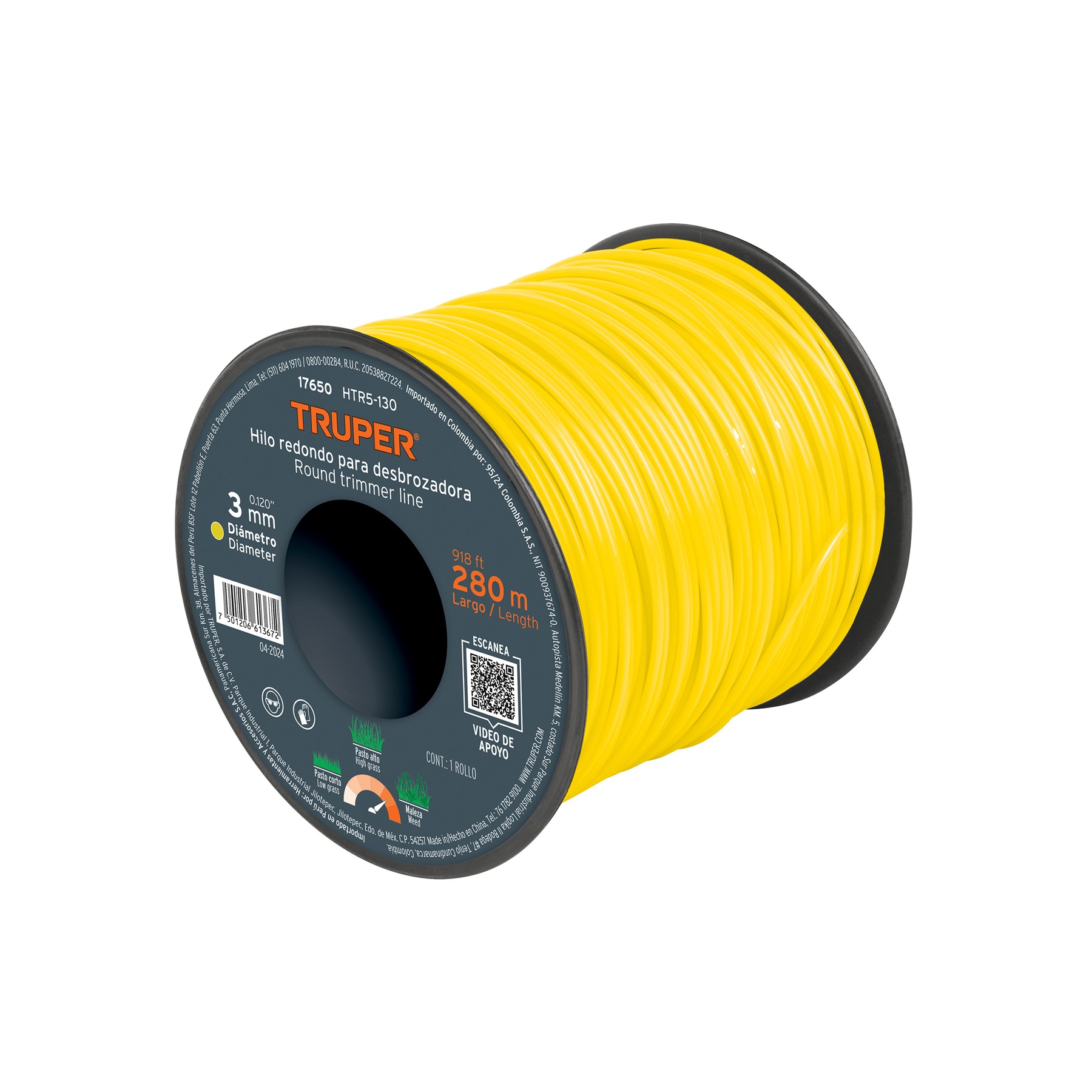 Carrete con 237 m de hilo redondo 3.3 mm para desbrozadora - HTR5-130 / 17650