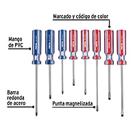 Juego de 8 desarmadores mango de PVC, Pretul - JD-8TP / 20213 Juego de 8 desarmadores mango de PVC, Pretul - JD-8TP / 20213