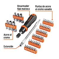 Juego de desarmador tipo matraca, 56 piezas - JDM-58 / 18220 Juego de desarmador tipo matraca, 56 piezas - JDM-58 / 18220
