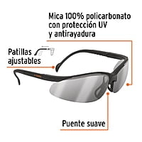 Lentes de seguridad ligeros con marco, espejo plata, Vision - LEDE-EP / 10825 Lentes de seguridad ligeros con marco, espejo plata, Vision - LEDE-EP / 10825