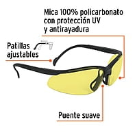 Lentes de seguridad, mica amarillo, Vision - LEDE-SA / 14304 Lentes de seguridad, mica amarillo, Vision - LEDE-SA / 14304
