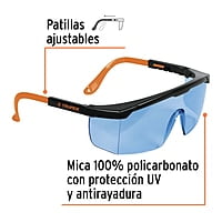 Lentes de seguridad ajustables, mica azul, Classic - LEN-2000Z / 15136 Lentes de seguridad ajustables, mica azul, Classic - LEN-2000Z / 15136
