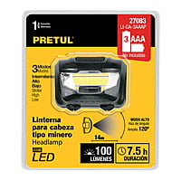 Linterna de minero, 65 lúmenes, 7 LED, 3 pilas AAA, Pretul - LI-CA-3AAAP / 27083 Linterna de minero, 65 lúmenes, 7 LED, 3 pilas AAA, Pretul - LI-CA-3AAAP / 27083