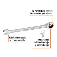 Llave combinada con matraca, 8 x 136 mm, Truper Expert - LL-2008MX / 15742 Llave combinada con matraca, 8 x 136 mm, Truper Expert - LL-2008MX / 15742