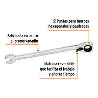 Llave combinada matraca reversible, 8x136 mm,Truper Expert - LL-2008MXR / 13656 Llave combinada matraca reversible, 8x136 mm,Truper Expert - LL-2008MXR / 13656