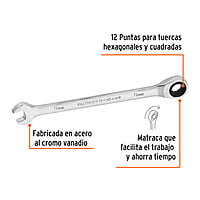 Llave combinada con matraca, 9 x 146 mm, Truper Expert - LL-2009MX / 13619 Llave combinada con matraca, 9 x 146 mm, Truper Expert - LL-2009MX / 13619