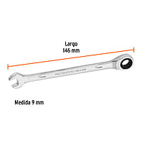 Llave combinada con matraca, 9 x 146 mm, Truper Expert - LL-2009MX / 13619 Llave combinada con matraca, 9 x 146 mm, Truper Expert - LL-2009MX / 13619