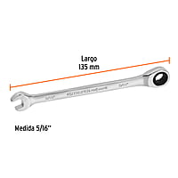 Llave combinada con matraca, 5/16' x 135 mm, Truper Expert - LL-2010X / 15735 Llave combinada con matraca, 5/16' x 135 mm, Truper Expert - LL-2010X / 15735