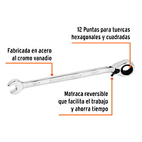 Llave combinada matraca reversible,5/16'x138mm,Truper Expert - LL-2010XR / 13228 Llave combinada matraca reversible,5/16'x138mm,Truper Expert - LL-2010XR / 13228