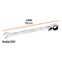 Llave combinada matraca reversible,5/16'x138mm,Truper Expert - LL-2010XR / 13228 Llave combinada matraca reversible,5/16'x138mm,Truper Expert - LL-2010XR / 13228