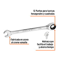 Llave combinada con matraca, 11 x 160 mm, TruperExpert - LL-2011MX / 13620 Llave combinada con matraca, 11 x 160 mm, TruperExpert - LL-2011MX / 13620
