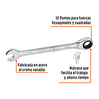 Llave combinada con matraca, 12 x 166 mm, Truper Expert - LL-2012MX / 15744 Llave combinada con matraca, 12 x 166 mm, Truper Expert - LL-2012MX / 15744