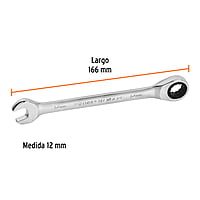 Llave combinada con matraca, 12 x 166 mm, Truper Expert - LL-2012MX / 15744 Llave combinada con matraca, 12 x 166 mm, Truper Expert - LL-2012MX / 15744