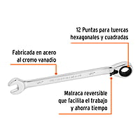 Llave combinada matraca reversible,3/8'x158mm,Truper Expert - LL-2012XR / 13425 Llave combinada matraca reversible,3/8'x158mm,Truper Expert - LL-2012XR / 13425