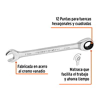 Llave combinada con matraca, 13 x 174 mm, Truper Expert - LL-2013MX / 15745 Llave combinada con matraca, 13 x 174 mm, Truper Expert - LL-2013MX / 15745