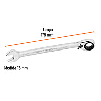 Llave combinada matraca reversible, 13x178 mm,Truper Expert - LL-2013MXR / 13692 Llave combinada matraca reversible, 13x178 mm,Truper Expert - LL-2013MXR / 13692