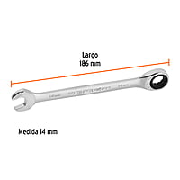 Llave combinada con matraca, 14 x 186 mm, Truper Expert - LL-2014MX / 15746 Llave combinada con matraca, 14 x 186 mm, Truper Expert - LL-2014MX / 15746