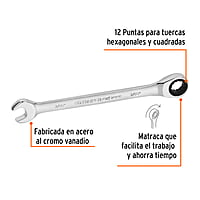 Llave combinada con matraca, 7/16' x 160 mm, Truper Expert - LL-2014X / 15737 Llave combinada con matraca, 7/16' x 160 mm, Truper Expert - LL-2014X / 15737