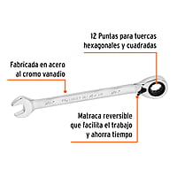 Llave combinada matraca reversible,7/16'x163mm,Truper Expert - LL-2014XR / 13429 Llave combinada matraca reversible,7/16'x163mm,Truper Expert - LL-2014XR / 13429