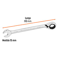 Llave combinada matraca reversible, 15x198 mm,Truper Expert - LL-2015MXR / 13711 Llave combinada matraca reversible, 15x198 mm,Truper Expert - LL-2015MXR / 13711