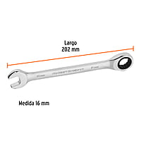 Llave combinada con matraca, 16 x 202 mm, Truper Expert - LL-2016MX / 13621 Llave combinada con matraca, 16 x 202 mm, Truper Expert - LL-2016MX / 13621
