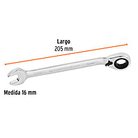 Llave combinada con matraca, reversible, 16x205 mm, Truper E - LL-2016MXR / 13727 Llave combinada con matraca, reversible, 16x205 mm, Truper E - LL-2016MXR / 13727