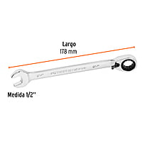 Llave combinada matraca reversible,1/2'x178mm,Truper Expert - LL-2016XR / 13431 Llave combinada matraca reversible,1/2'x178mm,Truper Expert - LL-2016XR / 13431