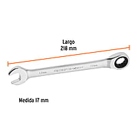 Llave combinada con matraca, 17 x 218 mm, Truper Expert - LL-2017MX / 13622 Llave combinada con matraca, 17 x 218 mm, Truper Expert - LL-2017MX / 13622