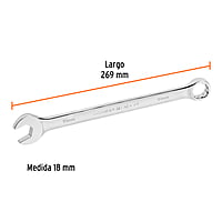 Llave combinada, extralarga, milimétrica, 18 x 269 mm - LL-2018M / 15622 Llave combinada, extralarga, milimétrica, 18 x 269 mm - LL-2018M / 15622