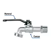 Llave de esfera de zinc 1/2", s/adaptador LL-21PS- 28200 Llave de esfera de zinc 1/2", s/adaptador LL-21PS- 28200