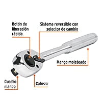 Matraca cuadro 1/2' liberación rápida cabeza de pera - M-1249 / 13410 Matraca cuadro 1/2' liberación rápida cabeza de pera - M-1249 / 13410