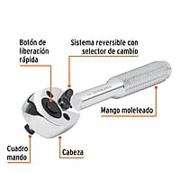 Matraca cuadro 1/4' liberación rápida cabeza de pera - M-1449-N / 13214 Matraca cuadro 1/4' liberación rápida cabeza de pera - M-1449-N / 13214