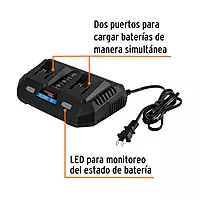 Cargador dual de baterías de ion litio 20V, TRUPER MAX, 102492 - MAX-CA2 Cargador dual de baterías de ion litio 20V, TRUPER MAX, 102492 - MAX-CA2