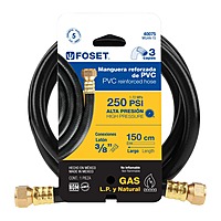 Manguera flexible negra, PVC, 3/8',250 PSI,con conexión,1.5m - MGAN-15 / 40075 Manguera flexible negra, PVC, 3/8',250 PSI,con conexión,1.5m - MGAN-15 / 40075