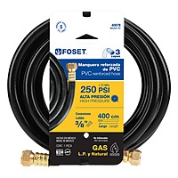 Manguera flexible negra, PVC, 3/8', 250 PSI,con conexión, 4m - MGAN-40 / 40078 Manguera flexible negra, PVC, 3/8', 250 PSI,con conexión, 4m - MGAN-40 / 40078