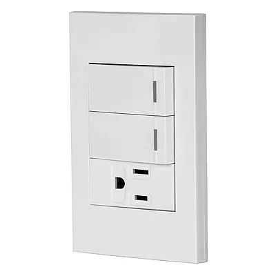 Placa armada 2 interruptores,1 contacto,1mod,Española,blanco - PA-APCO-E2B / 45597