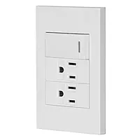 Placa armada 1 interruptor, 2 contactos,1mod,Española,blanco - PA-APCO-E3B / 45594 Placa armada 1 interruptor, 2 contactos,1mod,Española,blanco - PA-APCO-E3B / 45594