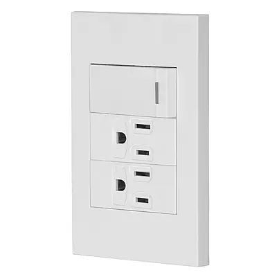 Placa armada 1 interruptor, 2 contactos,1mod,Española,blanco - PA-APCO-E3B / 45594